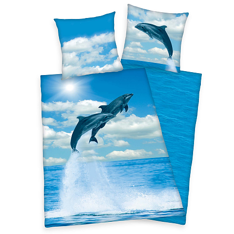 HERDING Young Collection Bettwäsche-Set 'Delfine' - 70-x-90-cm-140-x-200-cm-at