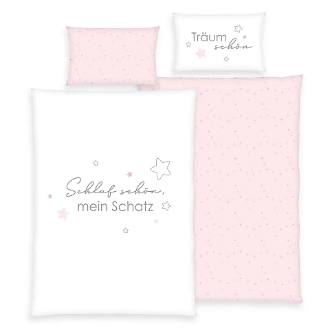 HERDING babybest® Bettwäsche - Kleiner Schatz Rosa - flanell