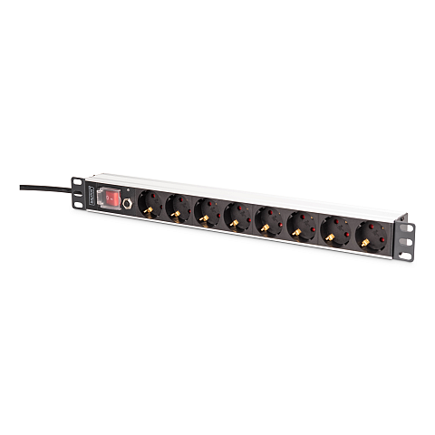 Digitus DN-95436 Stromverteilereinheit (PDU) 8 AC-Ausgänge 1U Schwarz, Silber