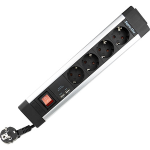 REV 0014438713 Verlängerungskabel 2,2 m 4 AC-Ausgänge Drinnen Schwarz, Silber