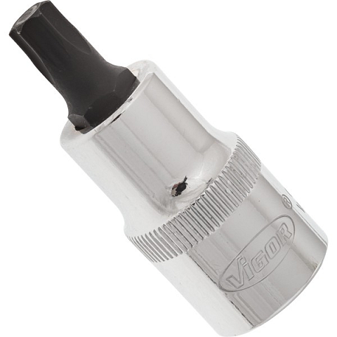 Vigor V2156 Innen-Sechsrund (TX) Steckschlüssel-Bit-Einsatz T 45 1/2\" (12.5 mm) - Abtrieb: Innen-Sechsrund (TX)· Antrieb: 1/2\" (12.5 mm)· Größe: T 45· Produkt-Art: Steckschlüssel-Bit-Einsatz· Produktabmessung Buchse