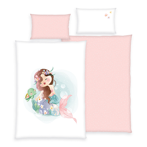HERDING babybest Bettwäsche-Set ‘Meerjungfrau’ – 100×135 cm, Renforcé