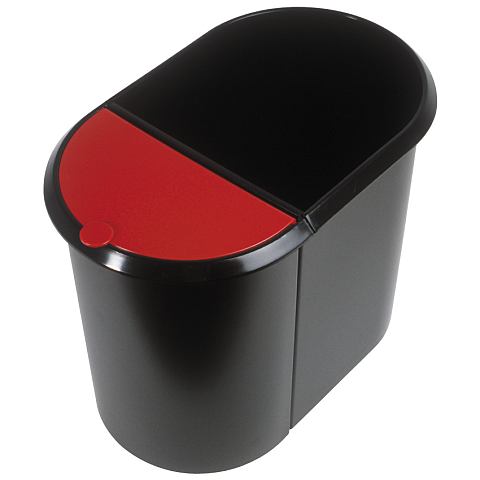 Helit H6103992 Abfallbehälter Oval Kunststoff Schwarz, Rot