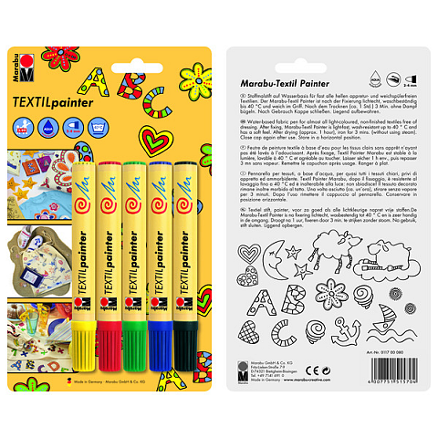 Marabu Textil Painter, 5er-Blister-Sortierung, 5 x 2-4 mm