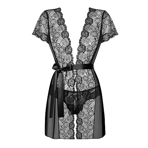 Obsessive Alluria S/M Hemd Schwarz, Transparent Elastan, Polyamid