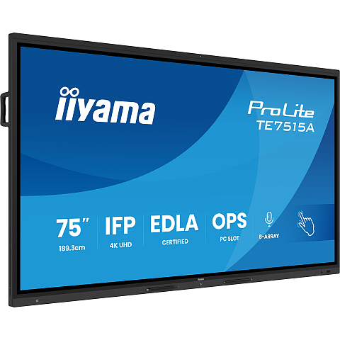 iiyama TE7515A-B1AG Signage-Display Interaktiver Flachbildschirm 190,5 cm (75") WLAN 550 cd/m² 4K Ultra HD Schwarz Touchscreen Eingebauter Prozessor Android
