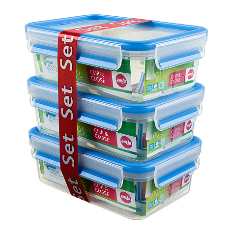 EMSA CLIP & CLOSE Frischhaltedosen 3er Set, 3 x 1,0 l 508558