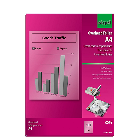 Sigel KF545 Druckfolie A4 (210×297 mm) Transparent 100 Blätter