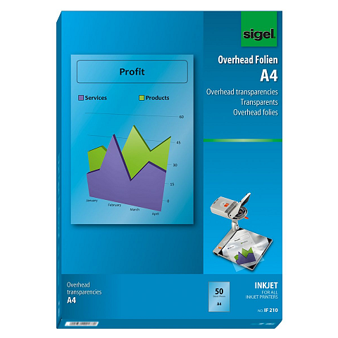 Sigel IF210 Druckfolie Tintenstrahl A4 (210×297 mm) Transparent 50 Blätter