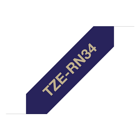 Brother TZE-RN34 Etiketten erstellendes Band Gold auf Marineblau