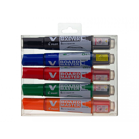 Pilot V-Board Master Marker 5 Stück(e) Meißel Schwarz, Blau, Grün, Orange, Rot