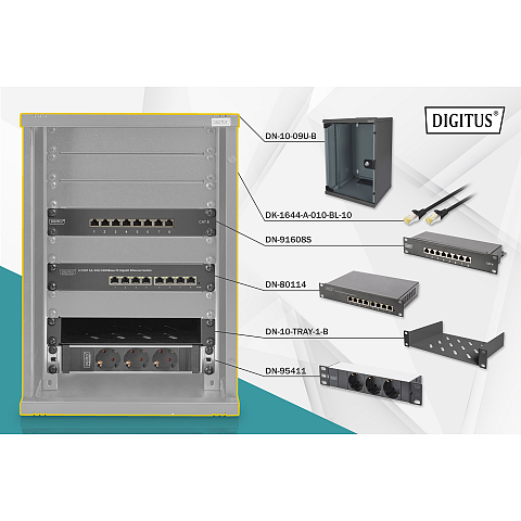 Digitus Netzwerk-Set 254 mm (10") - 9HE, 312 x 300 mm (B x T)