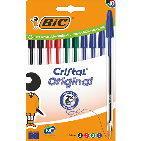 BIC 516354 Kugelschreiber Schwarz, Blau, Grün, Rot Stick-Kugelschreiber Medium 10 Stück(e)