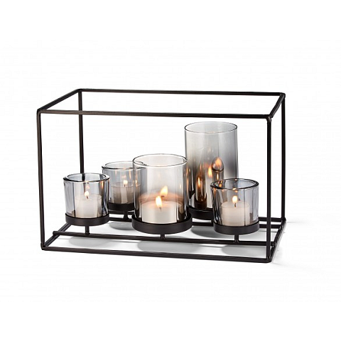 Philippi 119003 Kerzenständer Glas, Stahl Schwarz, Durchscheinend