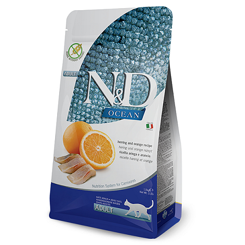 Farmina Pet Food N&D Ocean Herring & Orange Katzen-Trockenfutter 10 kg Adult Hering