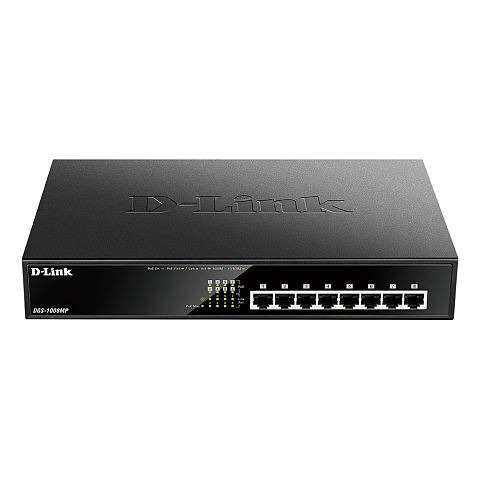 D-Link DGS-1008MP Netzwerk-Switch Unmanaged Gigabit Ethernet (10/100/1000) Power over Ethernet (PoE) 1U Schwarz