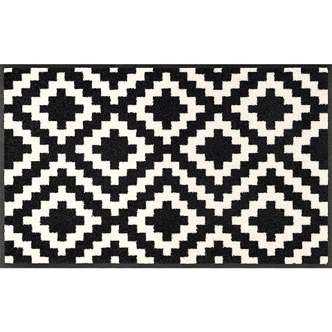 wash+dry 26016 Türmatte Dekorative Fußmatte Drinnen Rechteckig Schwarz, Weiß