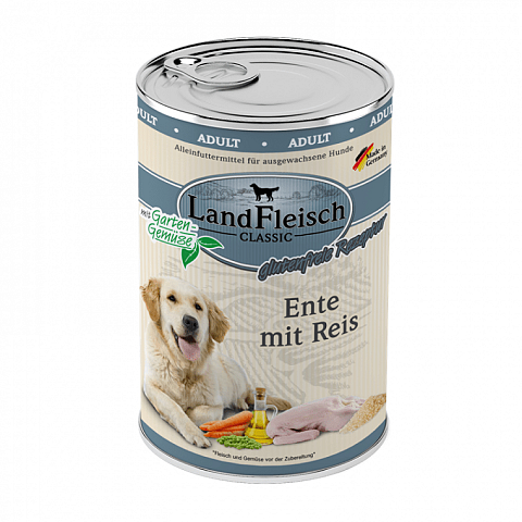 Landfleisch 9115884 Hunde-Dosenfutter Ente, Reis, Gemüse Adult 400 g
