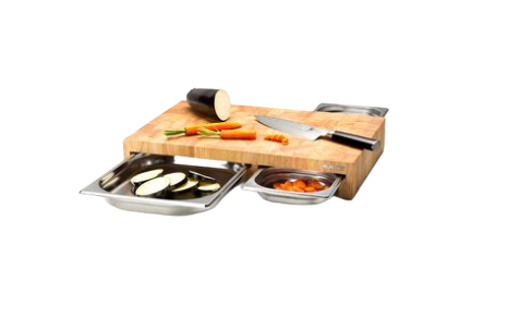 Continenta 4028 Küchen-Schneidebrett Rechteckig Holz Edelstahl, Holz