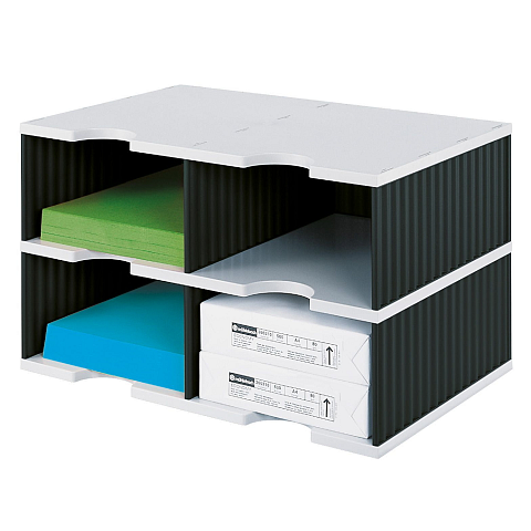 Styro styrodoc duo Dateiablagebox Polystyrol Schwarz, Grau