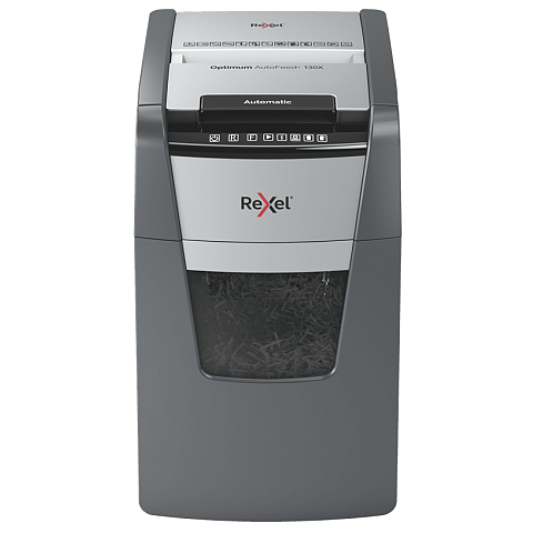 Rexel Optimum AutoFeed+ 130X Aktenvernichter Kreuzschreddern 55 dB 22 cm Schwarz, Silber
