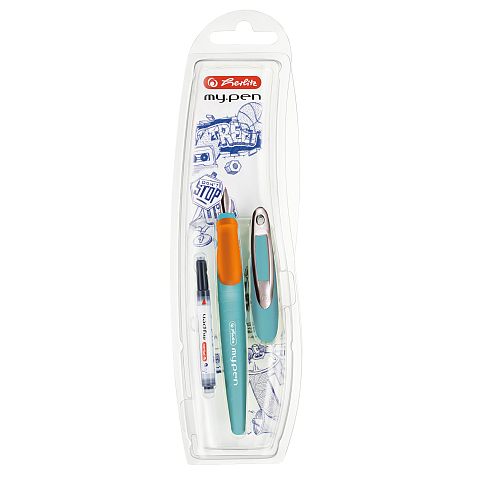 Herlitz my.pen Füllfederhalter Kartuschenfüllsystem Orange, Türkis 1 Stück(e)