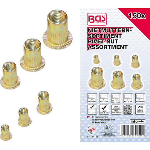 BGS technic 14126 Mutter Einnietmutter 150 Stück(e)