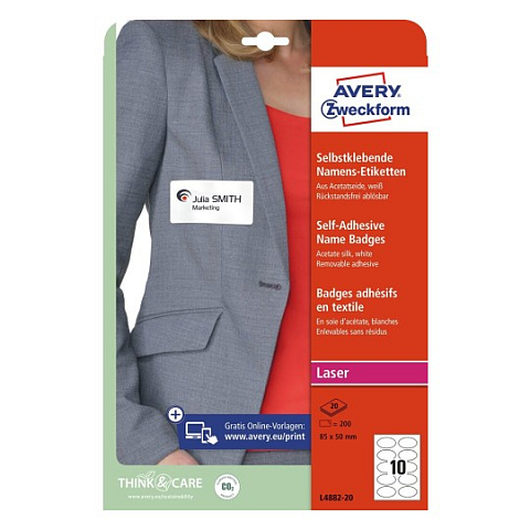 Avery L4882-20 selbstklebendes Etikett Oval Entfernbar Weiß 200 Stück(e)