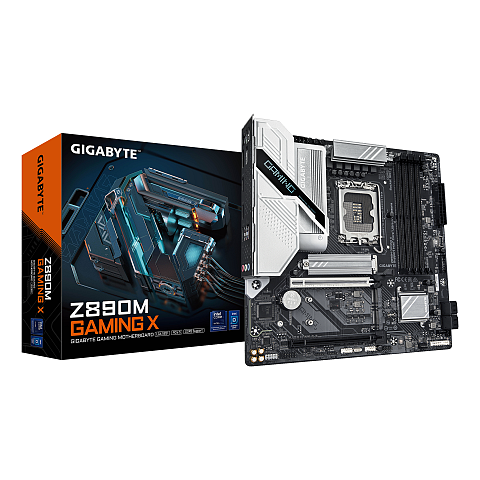 GIGABYTE Z890M GAMING X Mainboard - Unterstützt Intel Core Ultra (Serie 2) CPUs, 8+1+2 Phasen VRM, bis zu 8800MHz DDR5 (OC), 1xPCIe 5.0 + 2xPCIe 4.0, 2.5GbE LAN, USB 3.2 Gen 1