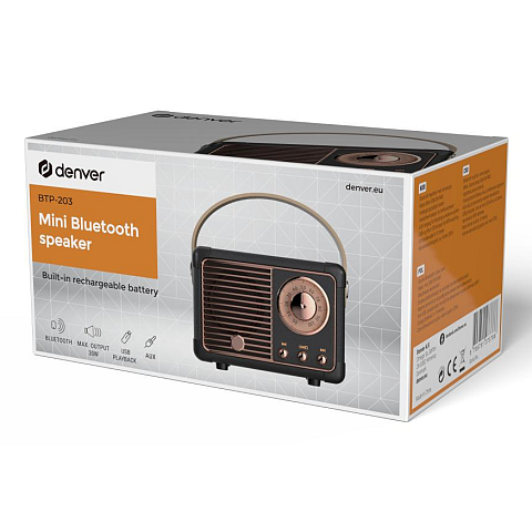 Denver BTP-203B Tragbarer Mono-Lautsprecher Schwarz 3 W