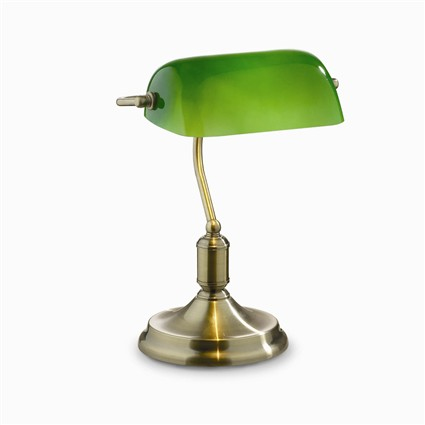 Ideal Lux LAWYER TL1 Tischleuchte E27 Glühend Messing, Grün