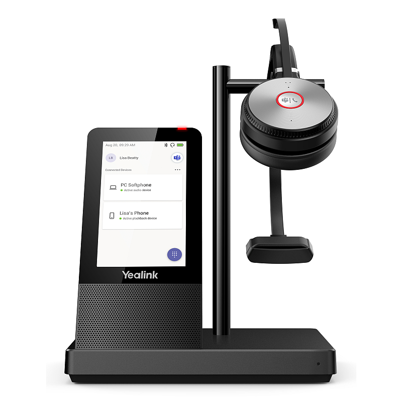 Yealink WH66 Mono Teams Persönliches Audio-Konferenzsystem Kabellos Kopfband Büro/Callcenter USB Typ-A Bluetooth Ladestation Schwarz