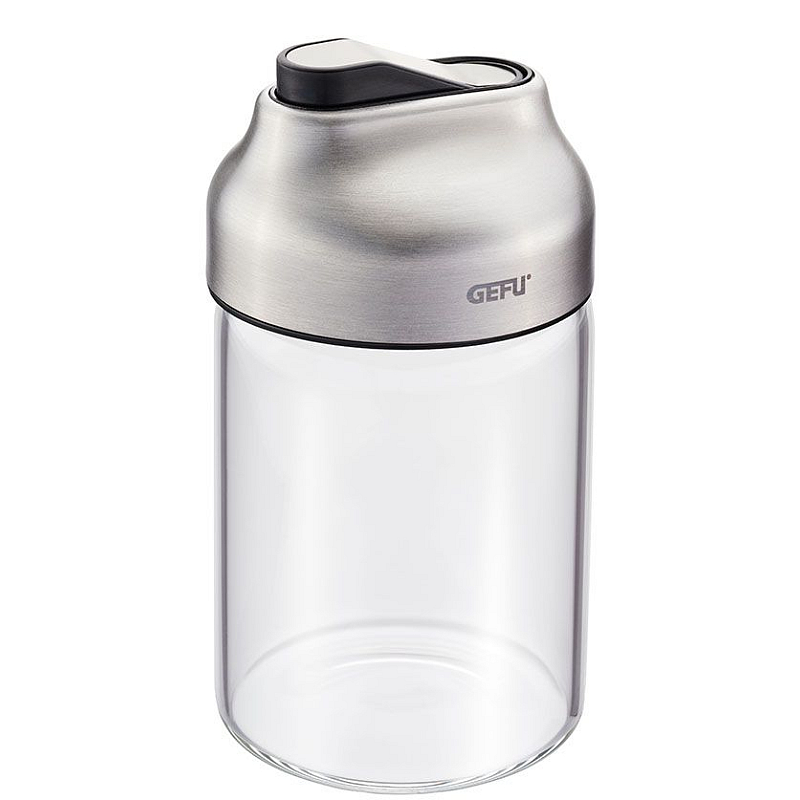 GEFU GF33701 Zuckerstreuer 180 ml Borosilikatglas, Kunststoff, Silikon, Edelstahl