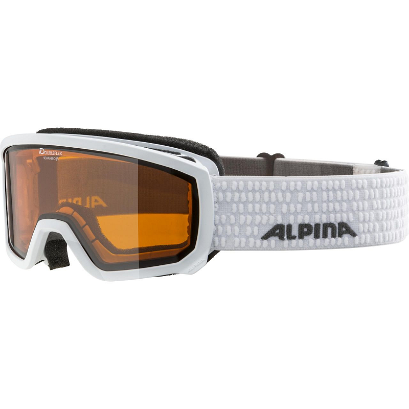 Alpina SCARABEO JR Wintersportbrille Weiß Kinder Orange Zylindrische (flache) Linse