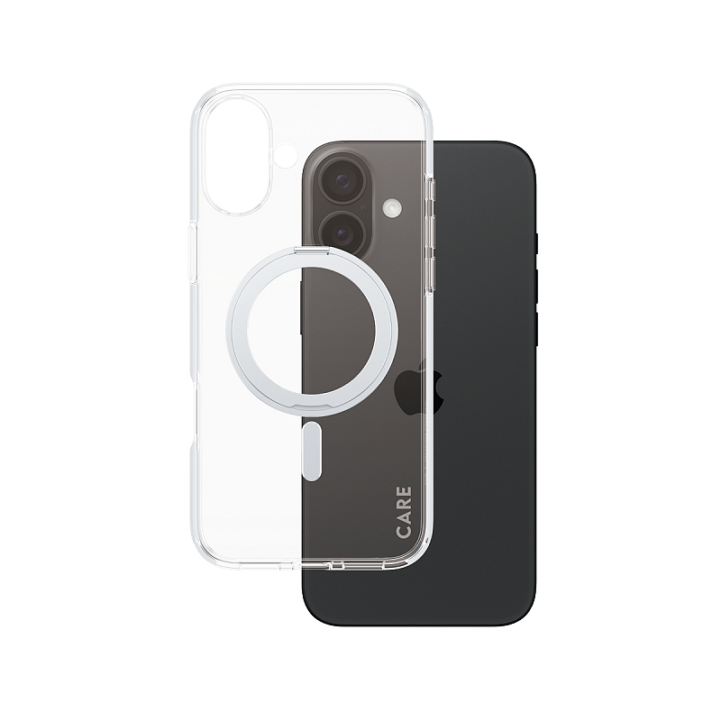 PanzerGlass CARE™ by ® Case Transparent m. Silber Kickstand & MagSafe iPhone 16 Plus