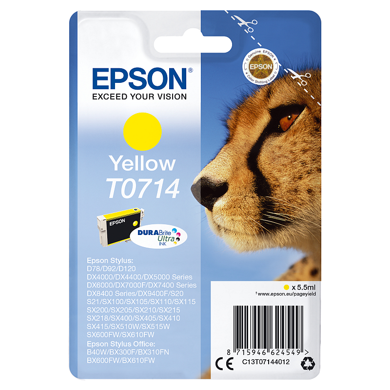 Epson Singlepack Yellow T0714 DURABrite Ultra Ink
