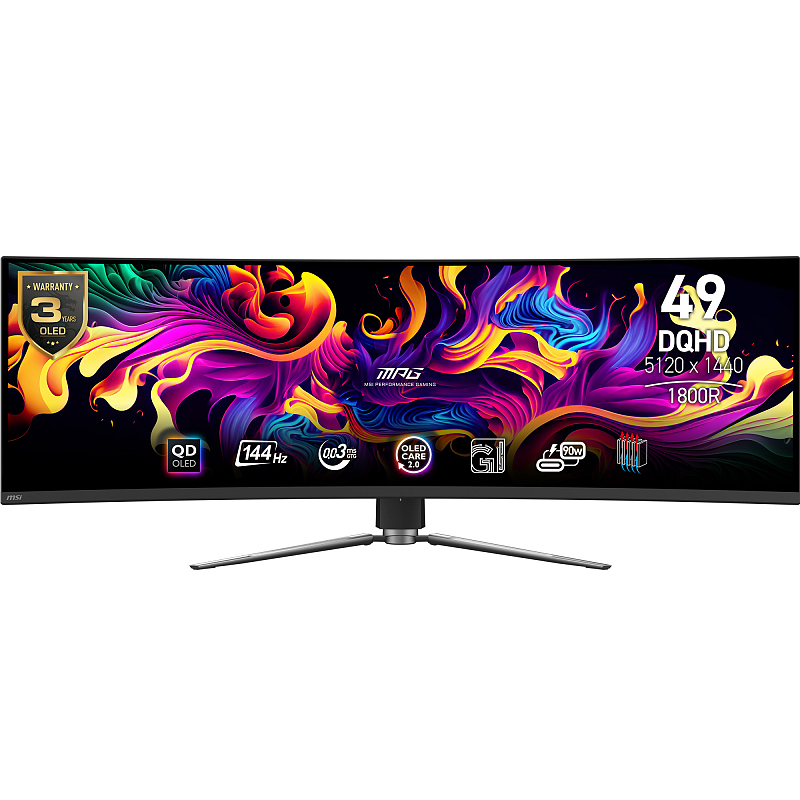 MSI MPG 491CQPDE QD-OLED Computerbildschirm 124,5 cm (49") 5120 x 1440 Pixel DQHD Schwarz