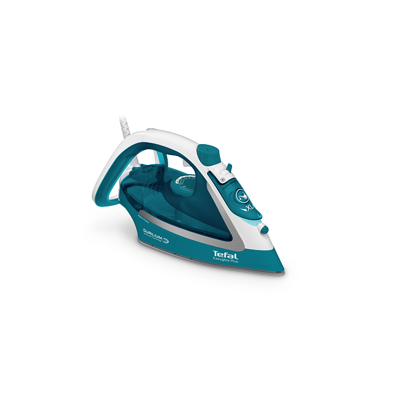 Tefal EasyGliss Plus FV5737 Trocken- & Dampfbügeleisen Durilium Bügelsohle 2500 W Türkis, Weiß