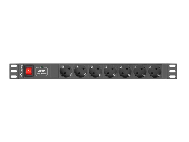 Lanberg PDU-07F-0200-IEC-BK Stromverteilereinheit (PDU) 7 AC-Ausgänge 1U Schwarz