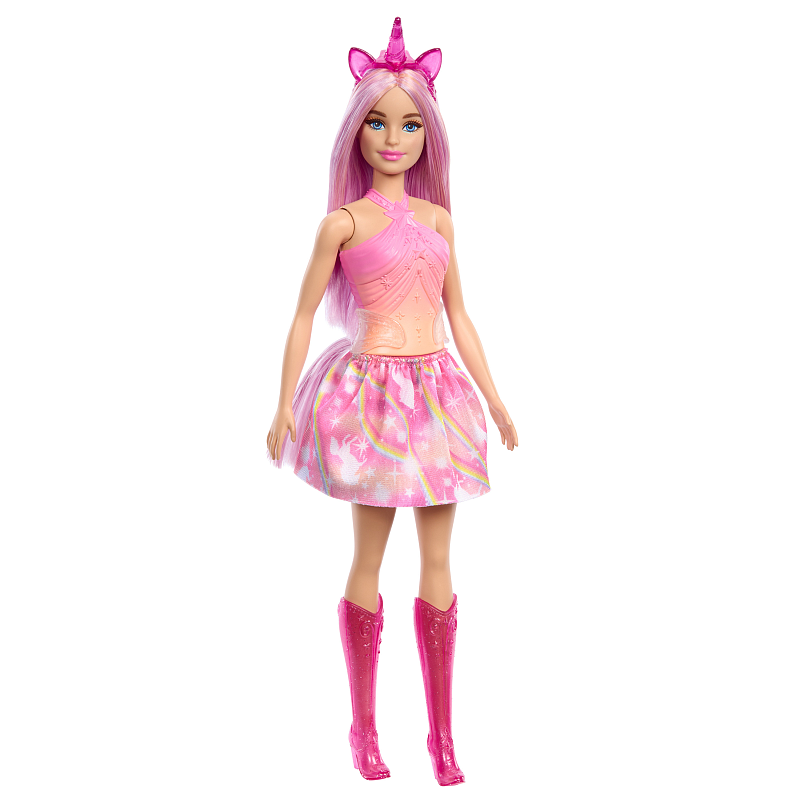 Barbie A Touch of Magic Einhorn Puppen mit Fantasiehaaren, Outfits mit Farbverlauf und Einhorn-Accessoires