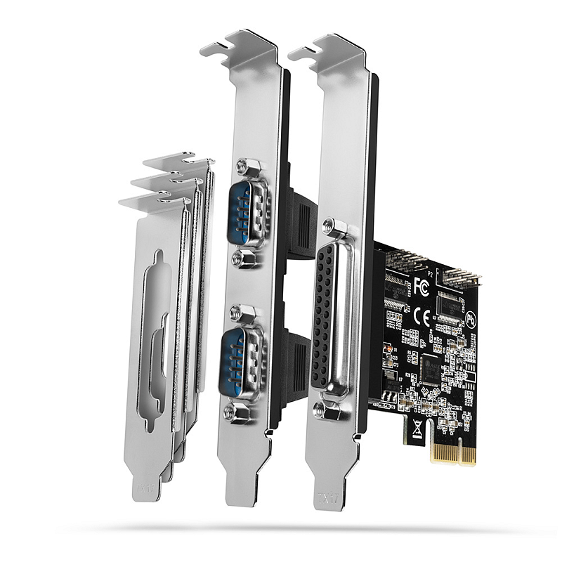 Axagon PCEA-PSN PCIe-Adapter mit 1x Parallel-+ 2x Seriell-Ports - ASIX AX99100 Schnittstellenkarte/Adapter Eingebaut Parallel, RS-232