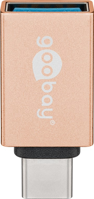 Goobay USB-C, USB A OTG Super Speed Adapter für den Anschluss von Ladekabeln 3.0, gold