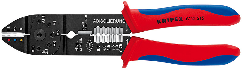 Knipex 97 21 215 Kabel-Crimper Crimpwerkzeug Schwarz, Blau, Rot