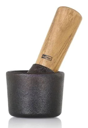 AdHoc AHM-MO11 Schwarz, Holz Akazienholz, Eisenguss Mörtel & Stößel