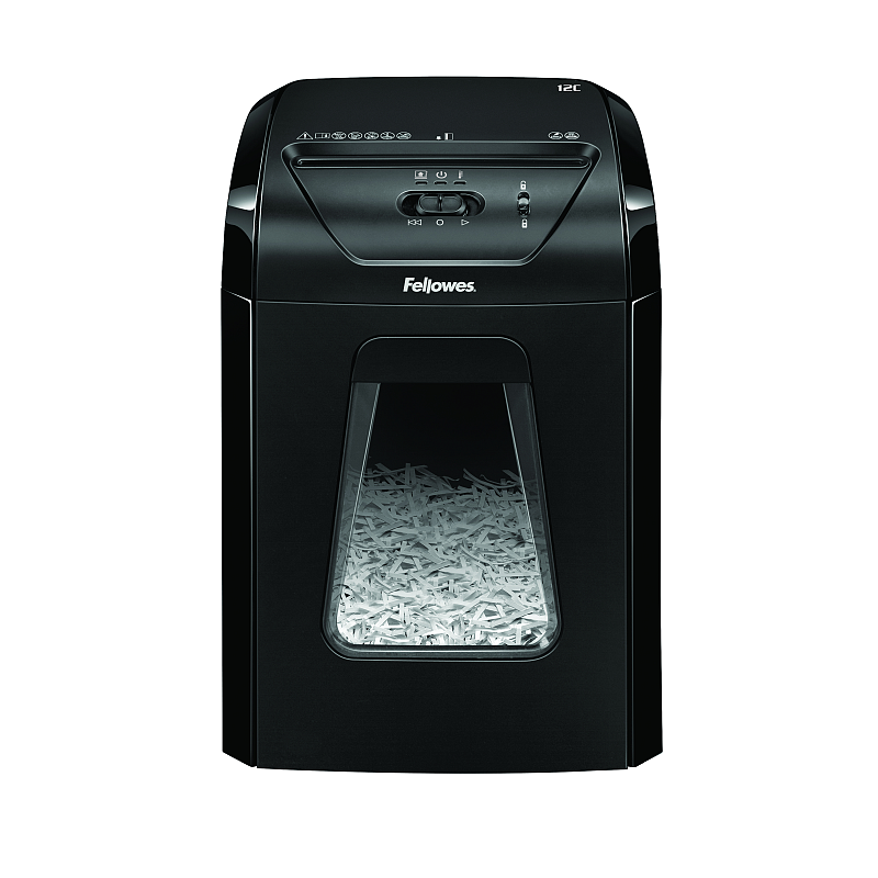 Fellowes Powershred 12C Aktenvernichter Kreuzschreddern 22,5 cm Schwarz