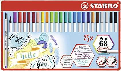 STABILO Pen 68 brush Filzstift Mehrfarbig 25 Stück(e)