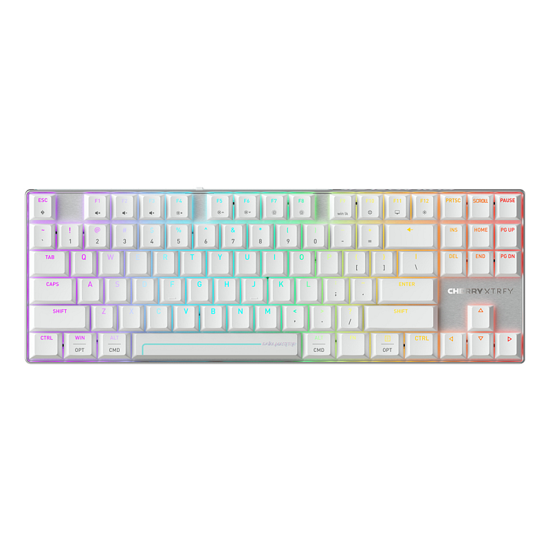 CHERRY MX 8.2 Pro TMR Wireless Tastatur Gaming USB + RF Wireless + Bluetooth QWERTY US International Silber, Weiß