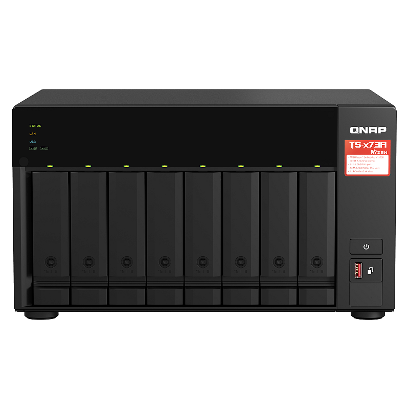 QNAP TS-873A NAS Tower Ryzen Embedded V1500B 8 GB DDR4 0 TB QNAP Turbo System Schwarz