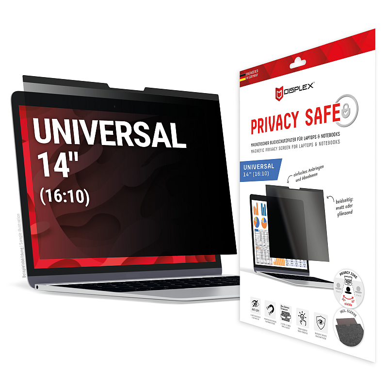 Displex PRIVACY SAFE Magnetischer 2-Wege Blickschutzfilter für Laptop/ Notebook 14'' (16:10)