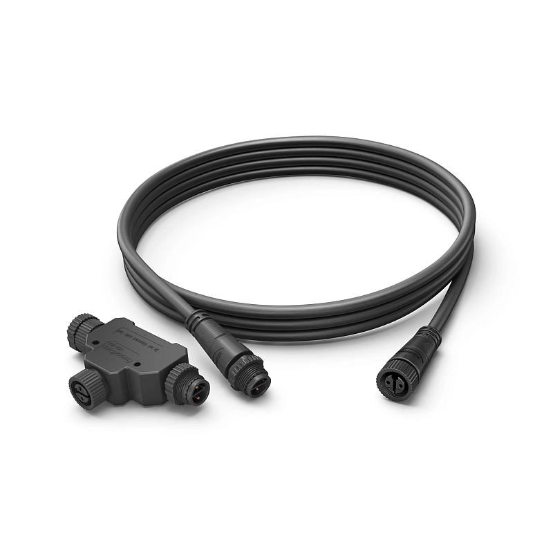 Philips Verlängerungskabel Outdoor 2,5m schwarz + T-Stück